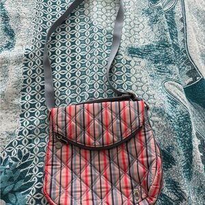 Chic Striped Crossbody Bag - Red and Blue